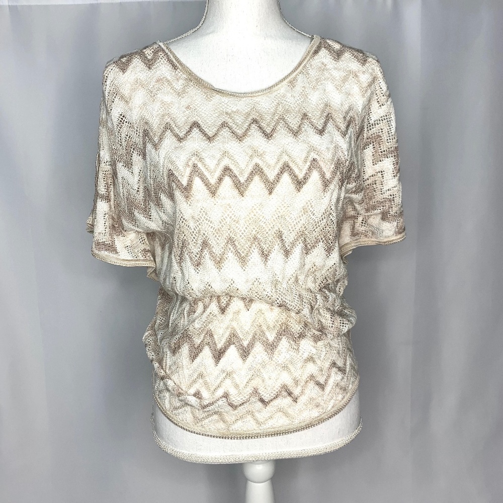White House Black Market Beige & Cream Top XXS